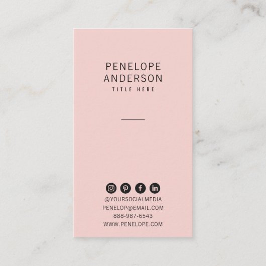 Elegant Blush Roze Minimalistische Moderne Boho Gi Visitekaartje (Achterkant)