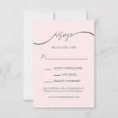 Elegant Blush Roze Modern Script Bruiloft RSVP Kaa (Voorkant)