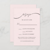 Elegant Blush Roze Modern Script Bruiloft RSVP Kaa (Voorkant / Achterkant)