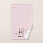 Elegant blush roze monogram bad handdoek (Handdoek)