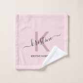 Elegant blush roze monogram bad handdoek (Wasdoekje)
