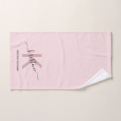 Elegant blush roze monogram bad handdoek (Handdoek)