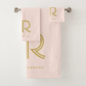 Elegant blush roze monogram bad handdoek (Insitu)