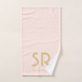 Elegant blush roze monogram bad handdoek (Handdoek)