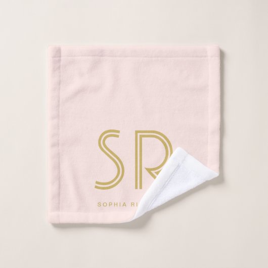Elegant blush roze monogram bad handdoek (Wasdoekje)