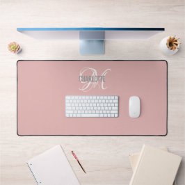 Elegant blush roze monogram bureaumat