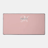 Elegant blush roze monogram bureaumat (Voorkant)