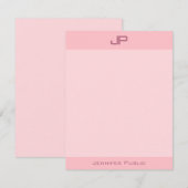 Elegant Blush Roze Monogram Eenvoudige Moderne Sja Notitiekaartje (Voorkant / Achterkant)