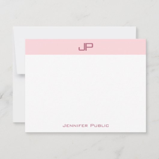 Elegant Blush Roze Monogram Eenvoudige Sjabloon To (Voorkant)