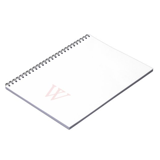 Elegant Blush Roze Monogram Initiaal Wit Notitieboek (Linkerzijde)
