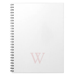 Elegant Blush Roze Monogram Initiaal Wit Notitieboek