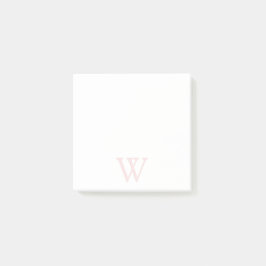 Elegant Blush Roze Monogram Initiaal Wit Post-it® Notes