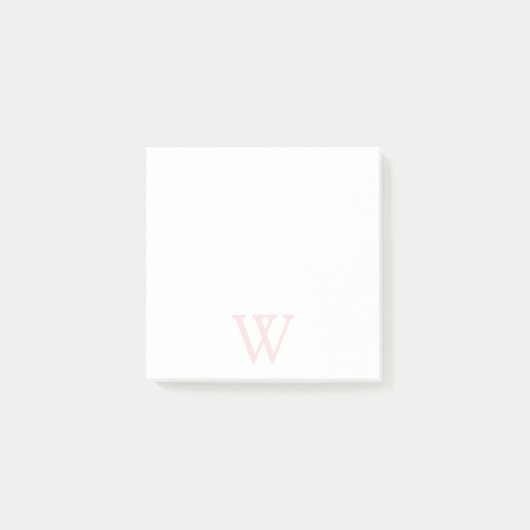 Elegant Blush Roze Monogram Initiaal Wit Post-it® Notes (Voorkant)