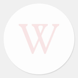 Elegant Blush Roze Monogram Initiaal Wit Ronde Sticker