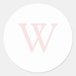 Elegant Blush Roze Monogram Initiaal Wit Ronde Sticker