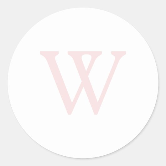 Elegant Blush Roze Monogram Initiaal Wit Ronde Sticker (Voorkant)