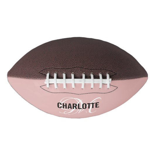 Elegant blush roze monogram naam football (Voorkant)