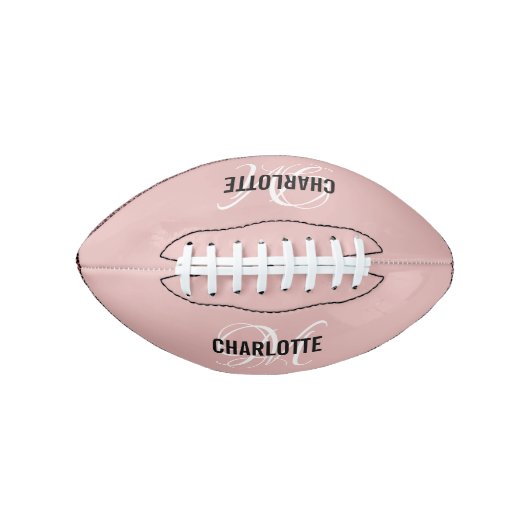 Elegant blush roze monogram naam football (Voorkant)