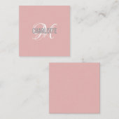 Elegant blush roze monogram notitiekaartje (Voorkant / Achterkant)