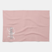 Elegant blush roze monogram theedoek (Horizontaal)