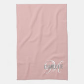 Elegant blush roze monogram theedoek (Verticaal)