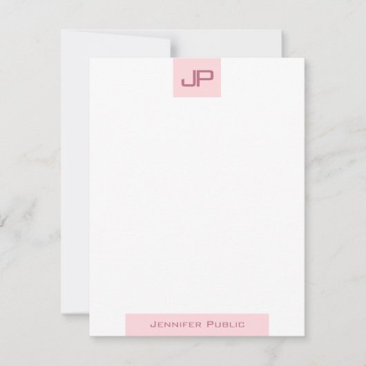 Elegant Blush Roze Monogrammed Eenvoudige Sjabloon (Voorkant)