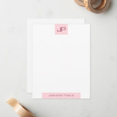 Elegant Blush Roze Monogrammed Eenvoudige Sjabloon (Voorkant / Achterkant in situ)
