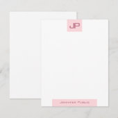 Elegant Blush Roze Monogrammed Eenvoudige Sjabloon (Voorkant / Achterkant)