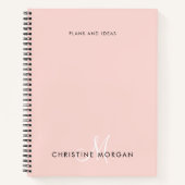 Elegant blush roze naam monogram initiaal notitieboek (Voorkant)