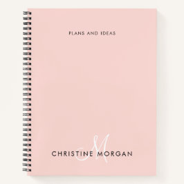 Elegant blush roze naam monogram initiaal notitieboek