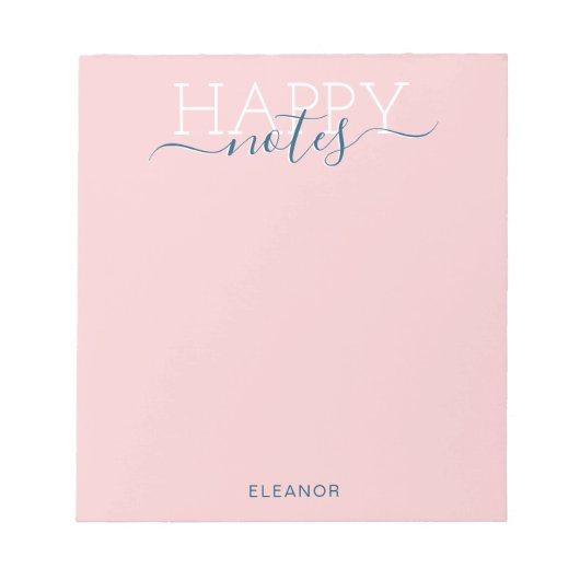 Elegant blush roze naam notitieblok (Voorkant)