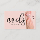 Elegant Blush Roze Nail Technician Chic Visitekaartje (Voorkant)