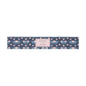 Elegant Blush Roze & Navy Blauw Bloemen Bruiloft Uitnodigingen Wikkel (Vlak)