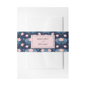 Elegant Blush Roze & Navy Blauw Bloemen Bruiloft Uitnodigingen Wikkel (Voorkant Voorbeeld)