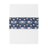 Elegant Blush Roze & Navy Blauw Bloemen Bruiloft Uitnodigingen Wikkel (Achterkant Voorbeeld)