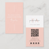 Elegant Blush Roze Neutrale QR Code Boho Modern Visitekaartje (Voorkant / Achterkant)