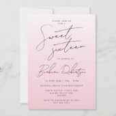 Elegant Blush Roze Ombre Script Sweet Sixteen Kaart (Voorkant)