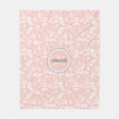 elegant blush roze paisley monogram fleece deken (Voorkant)