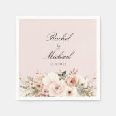 Elegant, blush-roze, pastel, bloemboeket servet (Voorkant)