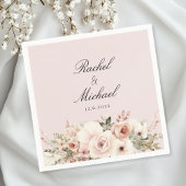 Elegant, blush-roze, pastel, bloemboeket servet