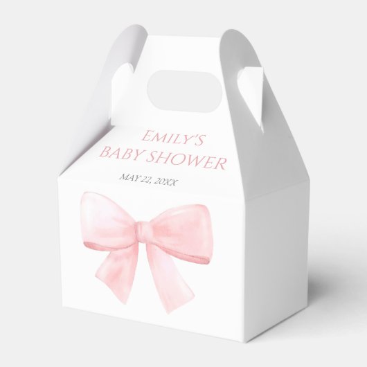 Elegant Blush Roze Pastel Bow Meisje Baby shower Bedankdoosjes (Achterkant)