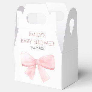 Elegant Blush Roze Pastel Bow Meisje Baby shower Bedankdoosjes