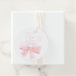 Elegant Blush Roze Pastel Bow Meisje Baby shower Bedankjes Labels