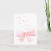 Elegant Blush Roze Pastel Bow Meisje Baby shower Bedankkaart (Voorkant)