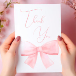 Elegant Blush Roze Pastel Bow Meisje Baby shower Bedankkaart