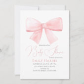 Elegant Blush Roze Pastel Bow Meisje Baby shower Kaart (Voorkant)