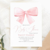 Elegant Blush Roze Pastel Bow Meisje Baby shower Kaart