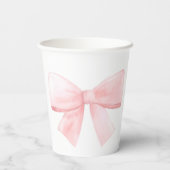 Elegant Blush Roze Pastel Bow Meisje Baby shower Papieren Bekers (Achterkant)