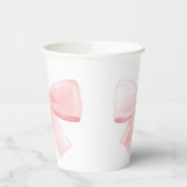 Elegant Blush Roze Pastel Bow Meisje Baby shower Papieren Bekers (Links)
