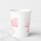 Elegant Blush Roze Pastel Bow Meisje Baby shower Papieren Bekers (Rechts)
